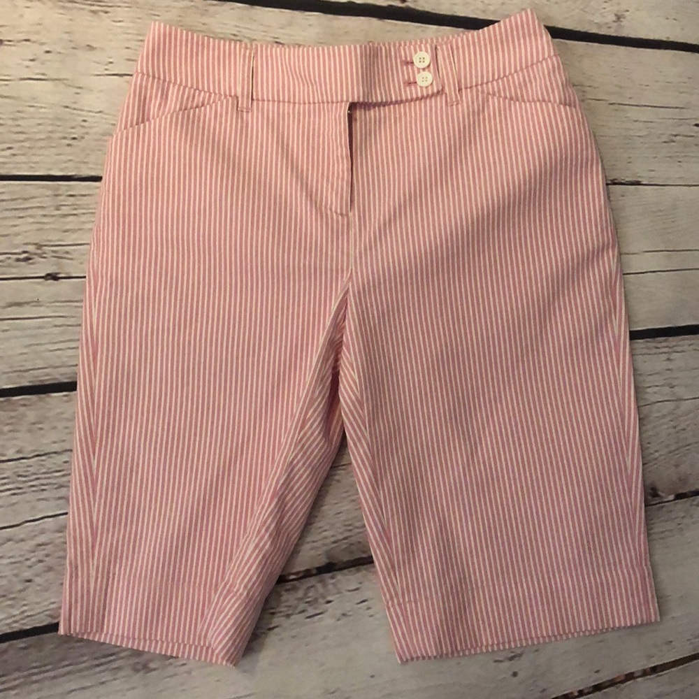 Jones New York Pink and White Seersucker shorts